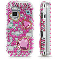100% Brand New Pink Hearts 3D Crystal Bling Hard Plastic Case For Nokia Mini N97