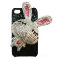 Rabbit Crystal bling case for iphone 4G - white EB006