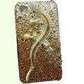 Bling S-warovski crystal Gecko case for iphone 4 - yellow EB004