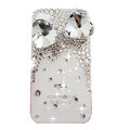 Bowknot S-warovski bling big crystal case for iphone 4G - white