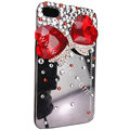 Bowknot S-warovski bling big crystal case for iphone 4G - red