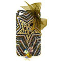 Bowknot S-warovski bling crystal case for iphone 4G - brown