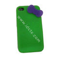 Brand New Bowknot Silicone case for iphone 4G - green