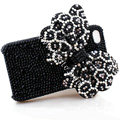 Large-bowknot Leopard crystal case for iphone 4G - white