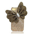 Large-bowknot bling crystal case for iphone 4G - gold