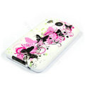 Silicone Case For HTC DESIRE HD G10 A9191 - Pink butterfly pattern