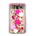 Flower 3D bling crystal case for HTC Desire HD A9191 G10 - pink