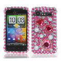 Hearts 3D bling crystal case for HTC G11 - pink