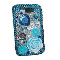 Flower 3D Bling crystal case for Blackberry 8900 - blue