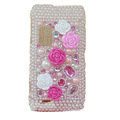 Flower 3D bling crystal case for NOKIA E7 - pink