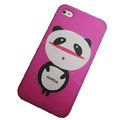 Panda scrub hard back cover for iphone 4G - red