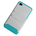 Amass Stand Hard Back Cases Covers for iPhone 4G - Blue edge