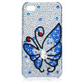 Bling Butterfly crystal cases covers for iPhone 4G - blue