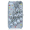 Bling Peacock S-warovski crystal cases for iPhone 4G - White