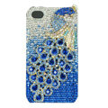 Bling Peacock S-warovski crystal cases skin for iPhone 4G - Blue