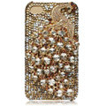 Bling Peacock S-warovski crystal cases skin for iPhone 4G - Gold