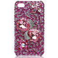 Bling bowknot S-warovski crystal cases for iPhone 4G - rose