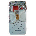 Bling bowknot Crystals Cases Hard Plastic Covers For Nokia N8 - White