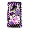 Bling flowers 3D Crystals Hard Cases Covers For Sony Ericsson X10i - Purple