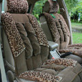Car Seat Covers Cushion Winter Plush pads Leopard grain suede Eiderdown fabric - Brown