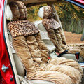 Car Seat Covers Cushion Winter Plush pads Leopard grain suede fabric Eiderdown - Brown
