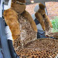 Winter Fleece Leopard Auto Seat Cushion Warm Plush Car Seat Covers - Brown