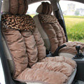 Winter Leopard grain Car Seat Cushion Warm Plush Eiderdown Auto Seat Covers - Brown