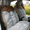 Winter Leopard grain Car Seat Cushion Warm Plush Eiderdown Auto Seat Covers - Gray