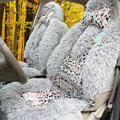 Winter Leopard grain Fleece Car Seat Cushion Warm Plush Auto Seat Covers - Gray