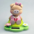 Solar doll pig solar swinging pig solar toy gift car decoration accessories - Pink