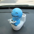 Cute Shake head doll Solar toilet sunny shook head doll Car decoration - Blue