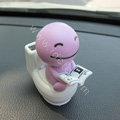 Cute Shake head doll Solar toilet sunny shook head doll Car decoration - Purple