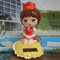 Cute Shake his head doll Solar Uniform Doll Uniform Fan Car decoration - Red
