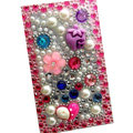 Flower 3D bling crystal cases covers for your mobile phone model - Pink EB003