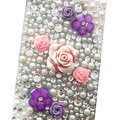 Flower 3D bling crystal cases covers for your mobile phone model - White EB002