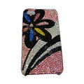 Bling covers Flower Rainbow diamond crystal cases for iPhone 4G - Black