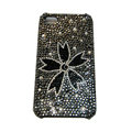 Bling covers Flower diamond crystal cases for iPhone 4G - Black