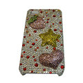 Bling covers Strawberry Heart Star diamond crystal cases for iPhone 4G - Pink