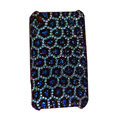 Bling covers Leopard Grain diamond crystal cases for iPhone 3G - Blue
