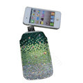 Luxury Bling Holster covers All diamond crystal cases for iPhone 4G - Green