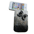 Luxury Bling Holster covers Bowknot diamond crystal cases for iPhone 4G - Black