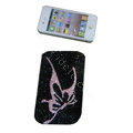 Luxury Bling Holster covers Butterfly diamond crystal cases for iPhone 4G - Black