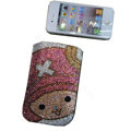 Luxury Bling Holster covers Cartoon X diamond crystal cases for iPhone 4G - Pink