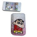 Luxury Bling Holster covers Crayon Shin-chan diamond crystal cases for iPhone 4G - Pink