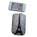 Luxury Bling Holster covers Eiffel Tower diamond crystal cases for iPhone 4G - White