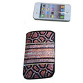 Luxury Bling Holster covers Leopard Grain Horizontal diamond crystal cases for iPhone 4G - Pink