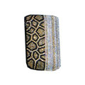 Luxury Bling Holster covers Leopard Grain Vertical diamond crystal cases for iPhone 4G - Gold