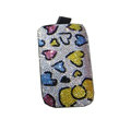 Luxury Bling Holster covers Many Heart diamond crystal cases for iPhone 4G - White
