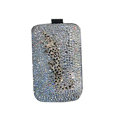 Luxury Bling Holster covers Metal Leopard diamond crystal cases for iPhone 4G - White