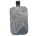 Luxury Bling Holster covers Metal Peacock diamond crystal cases for iPhone 4G - White